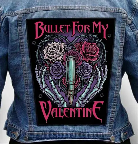 Valentine patch displayed on a denim jacket