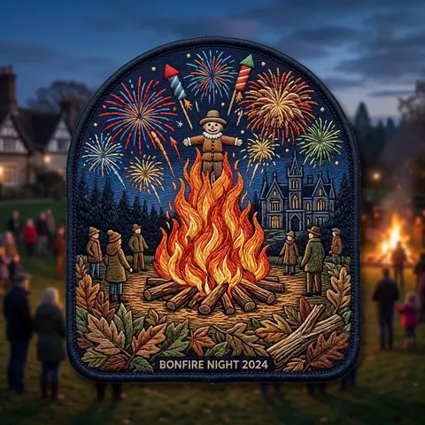 Bonfire Night patch showing a fireworks display