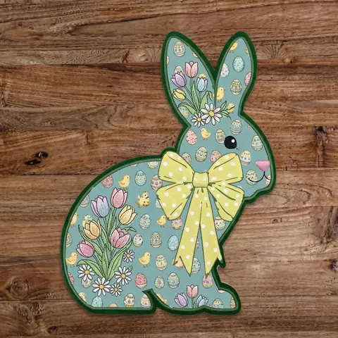 Embroidered spring rabbit patch